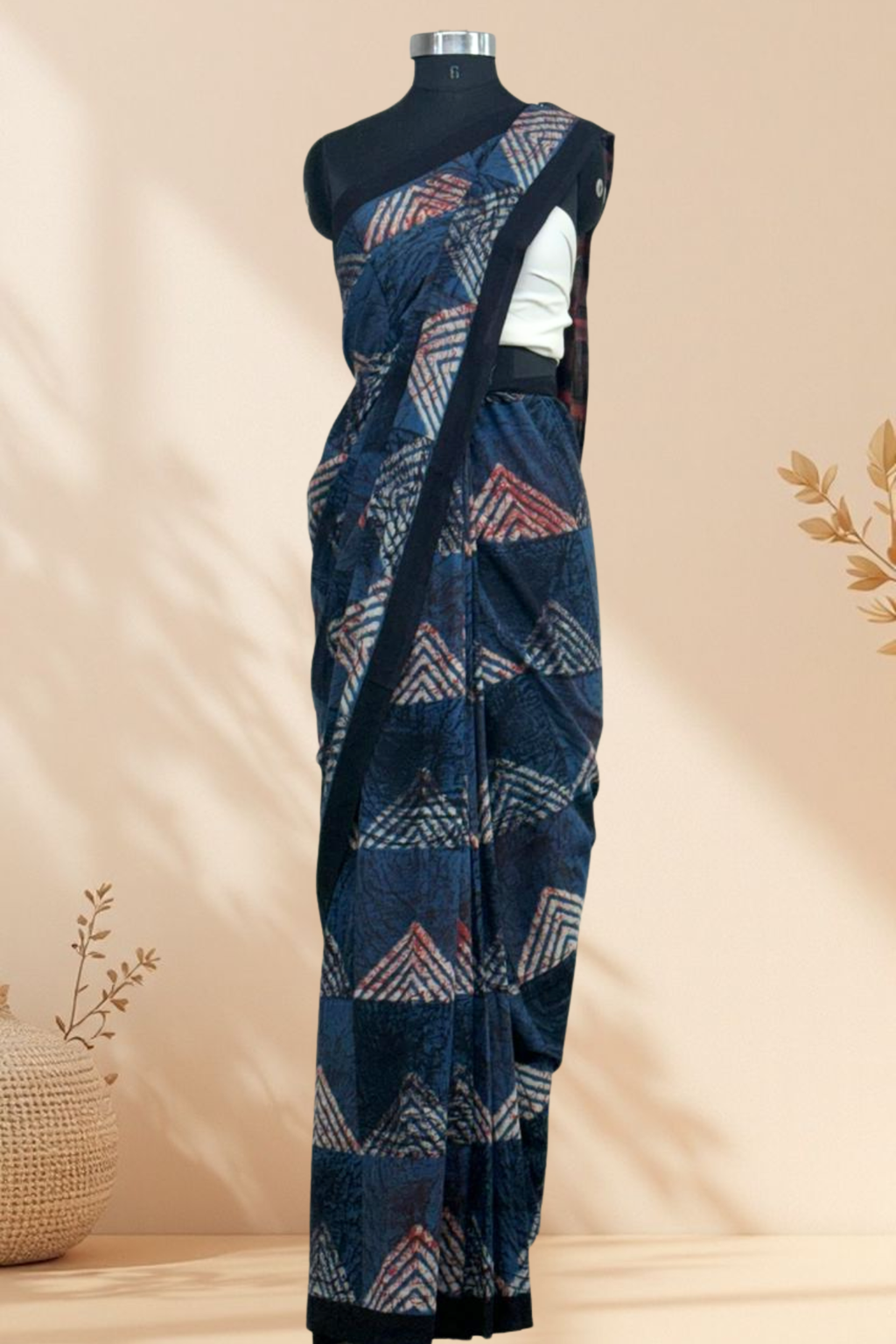 Indigo Geometric Saree