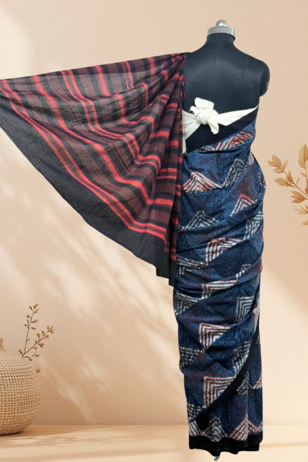 Indigo Geometric Saree