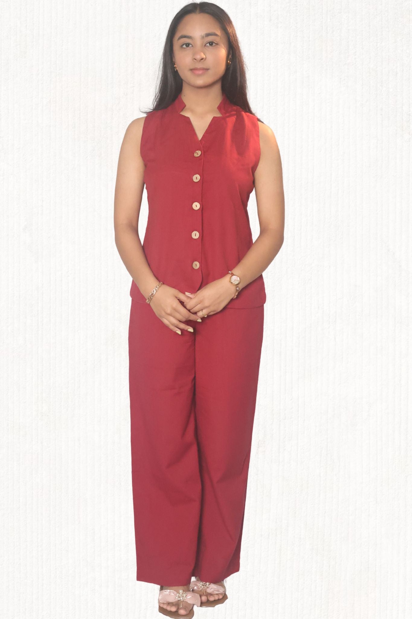 Rangat Red Co-ord Set (Shirt)