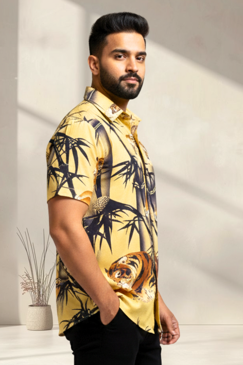 Bamboo Blaze Tiger Print Shirt (Half Sleeve)