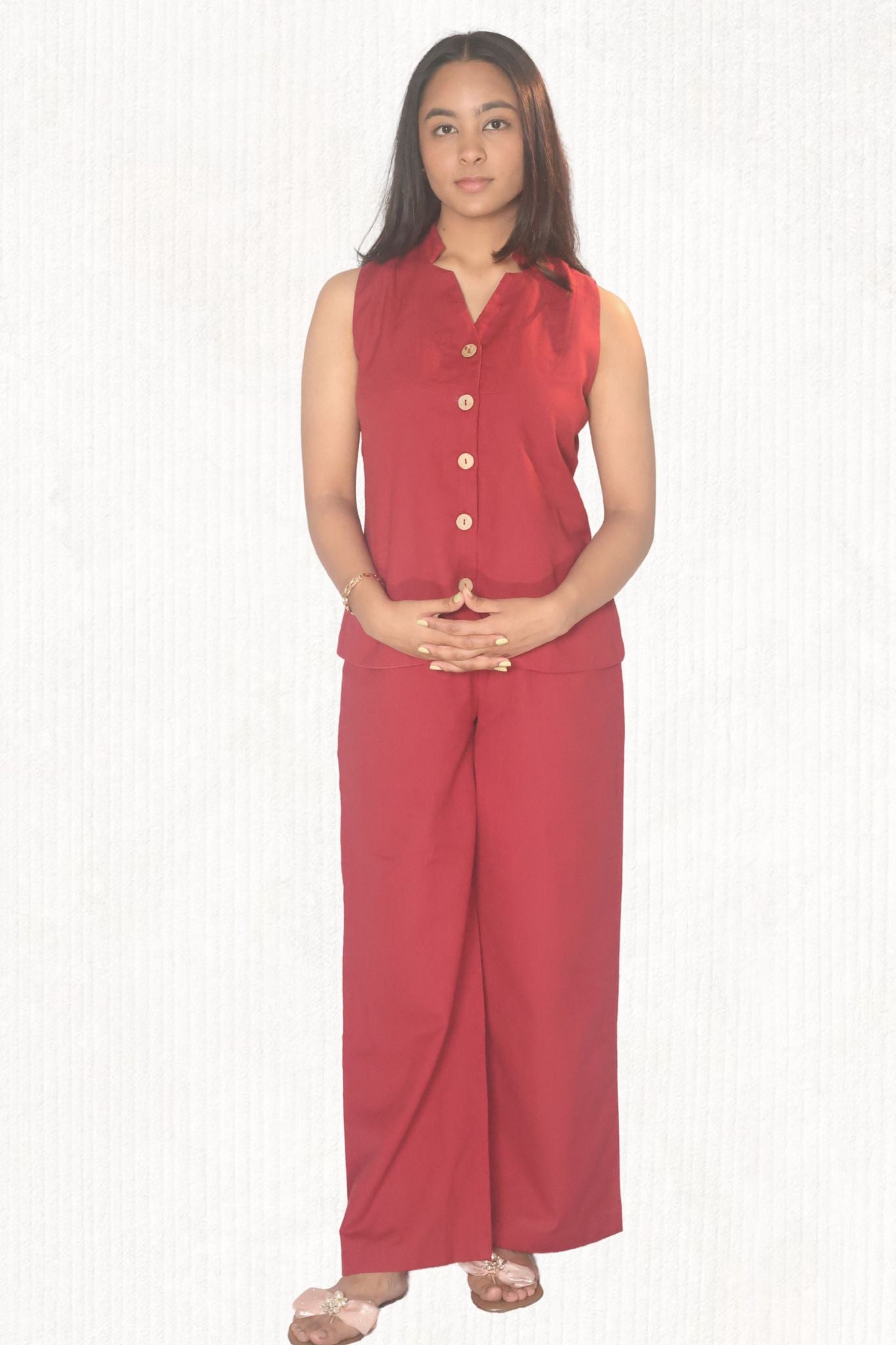 Rangat Red Co-ord Set (Shirt)