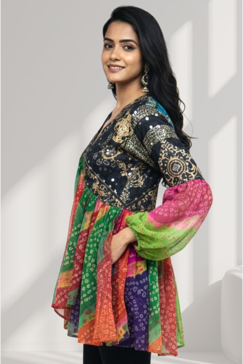 Rangvila Bandhani Flare Top