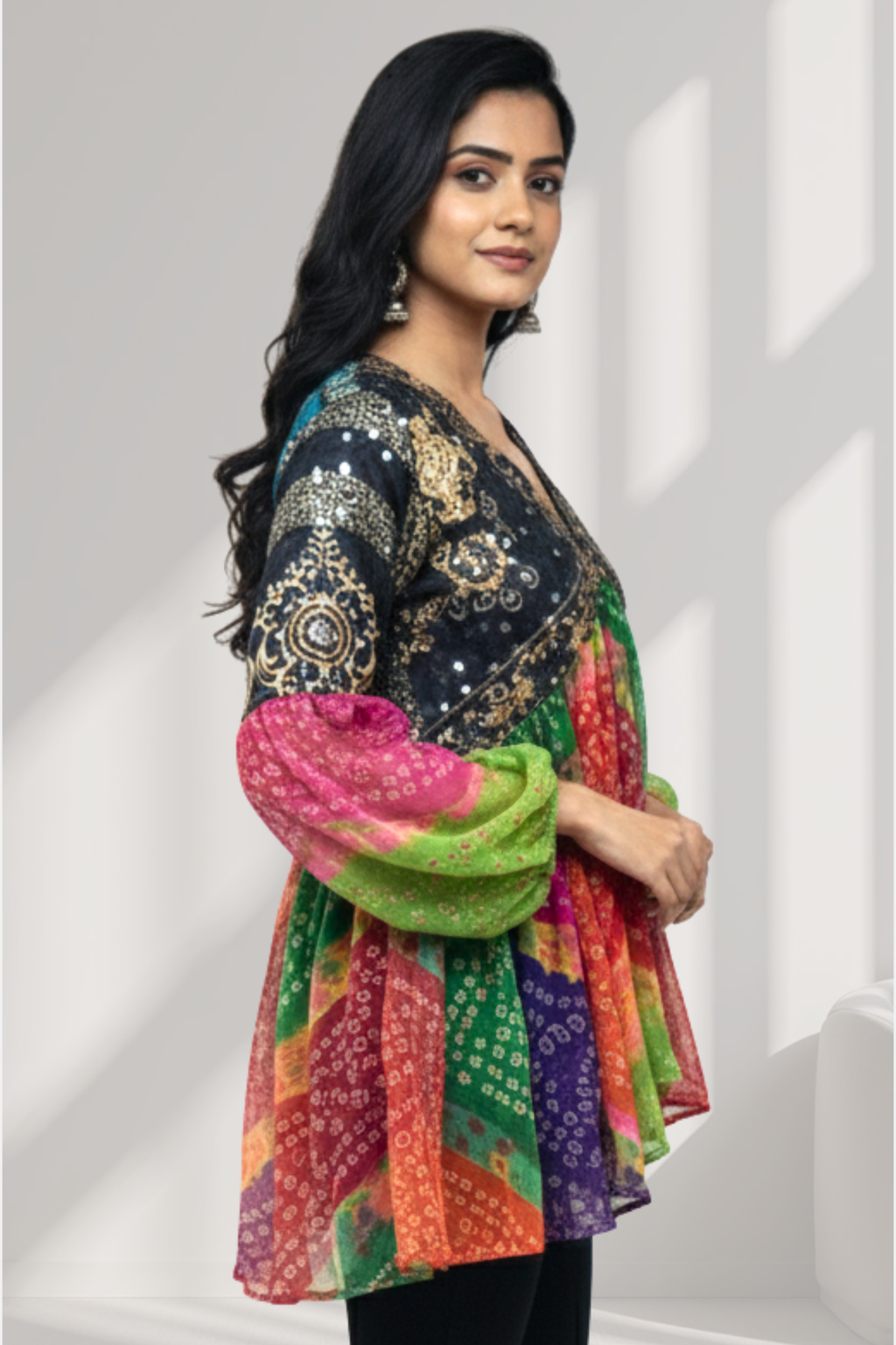 Rangvila Bandhani Flare Top