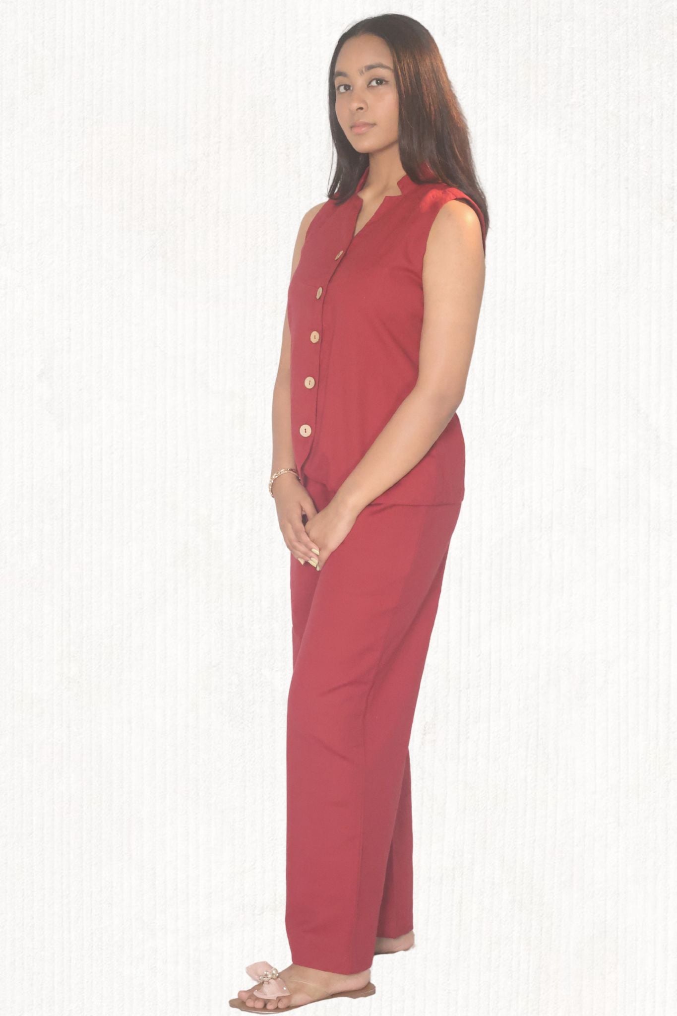 Rangat Red Co-ord Set (Shirt)