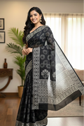 Noir Kalaakriti Handblock Saree