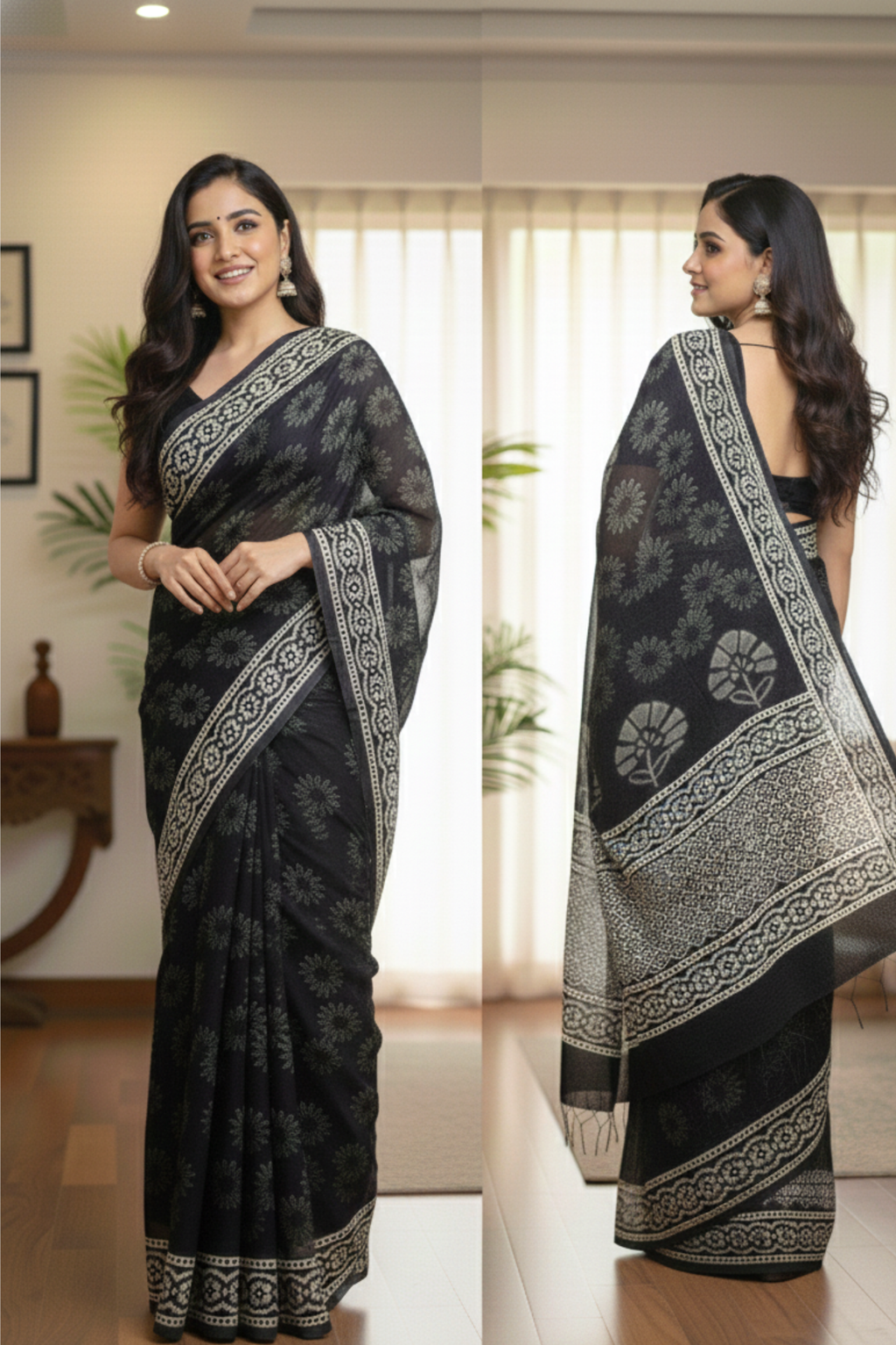 Noir Kalaakriti Handblock Saree