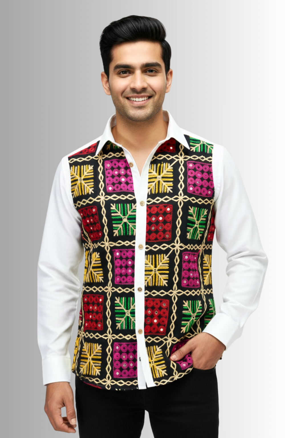 Nav-Rang Kutch Embroidered Men's Shirt
