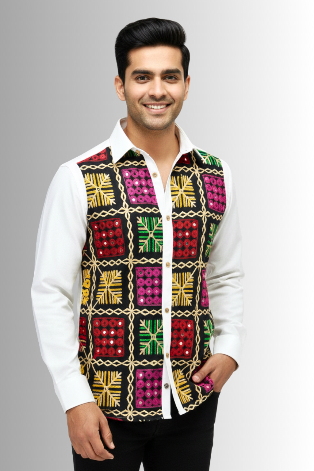 Nav-Rang Kutch Embroidered Men's Shirt