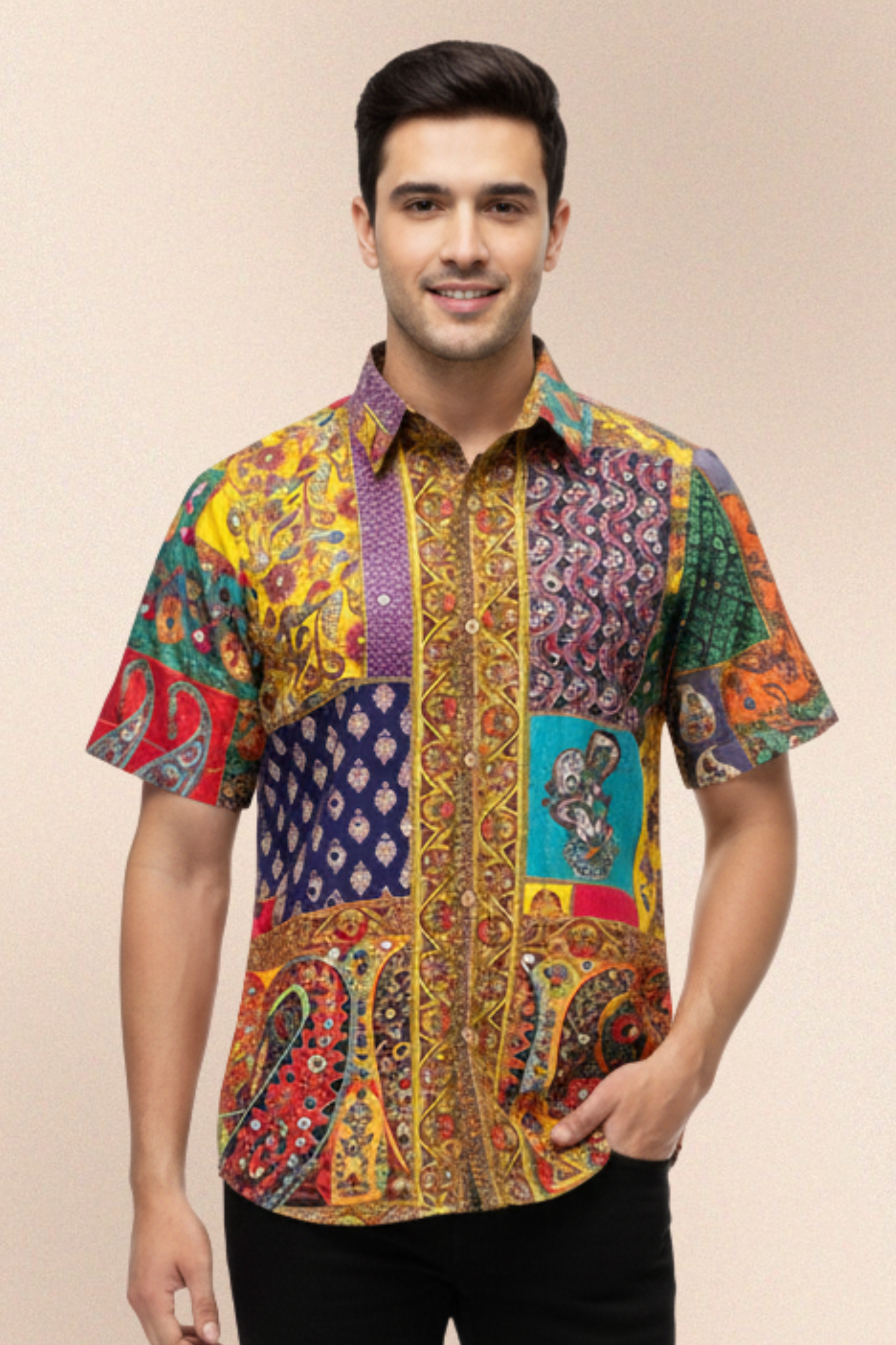NavRang Heritage Patchwork Men’s Shirt