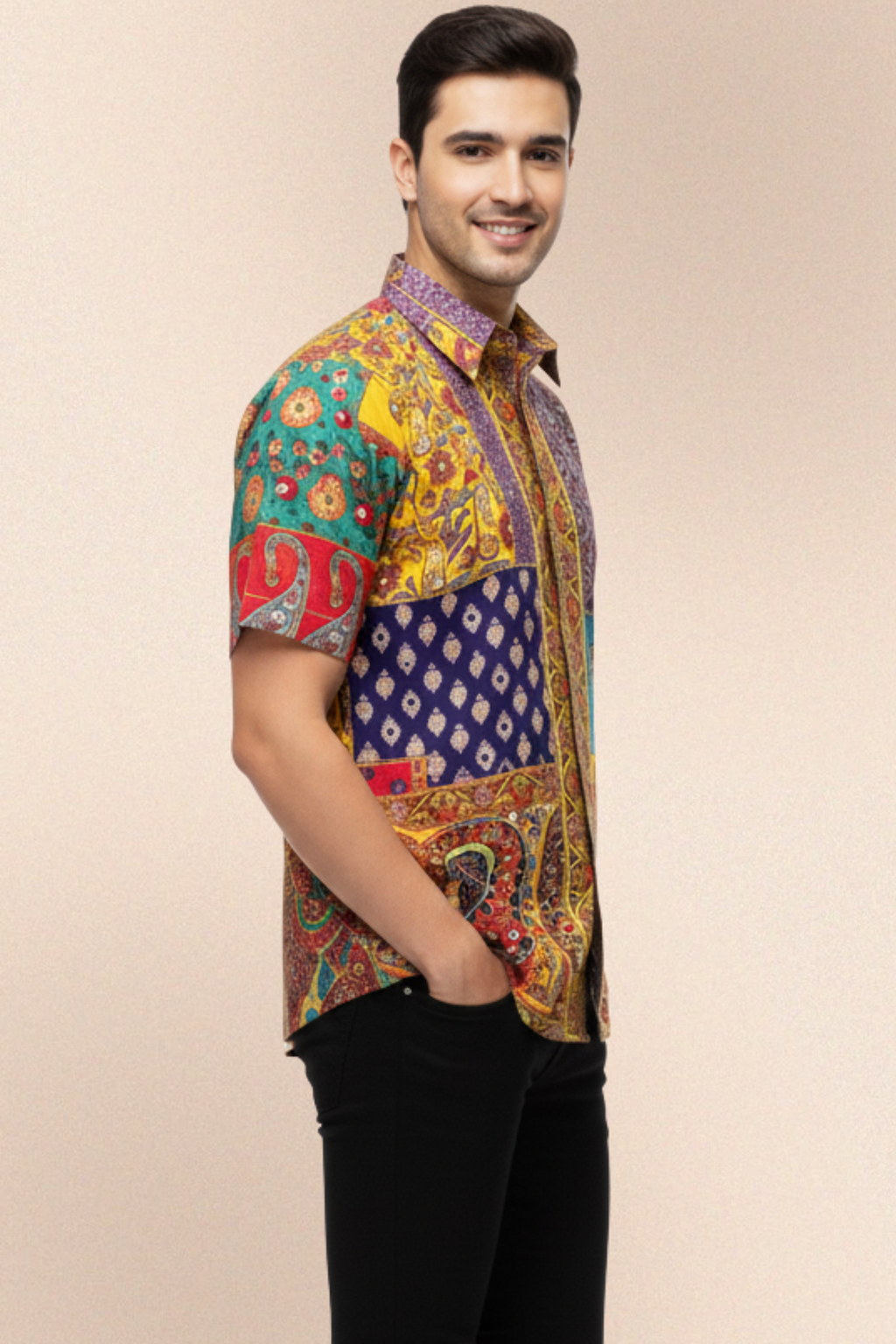 NavRang Heritage Patchwork Men’s Shirt
